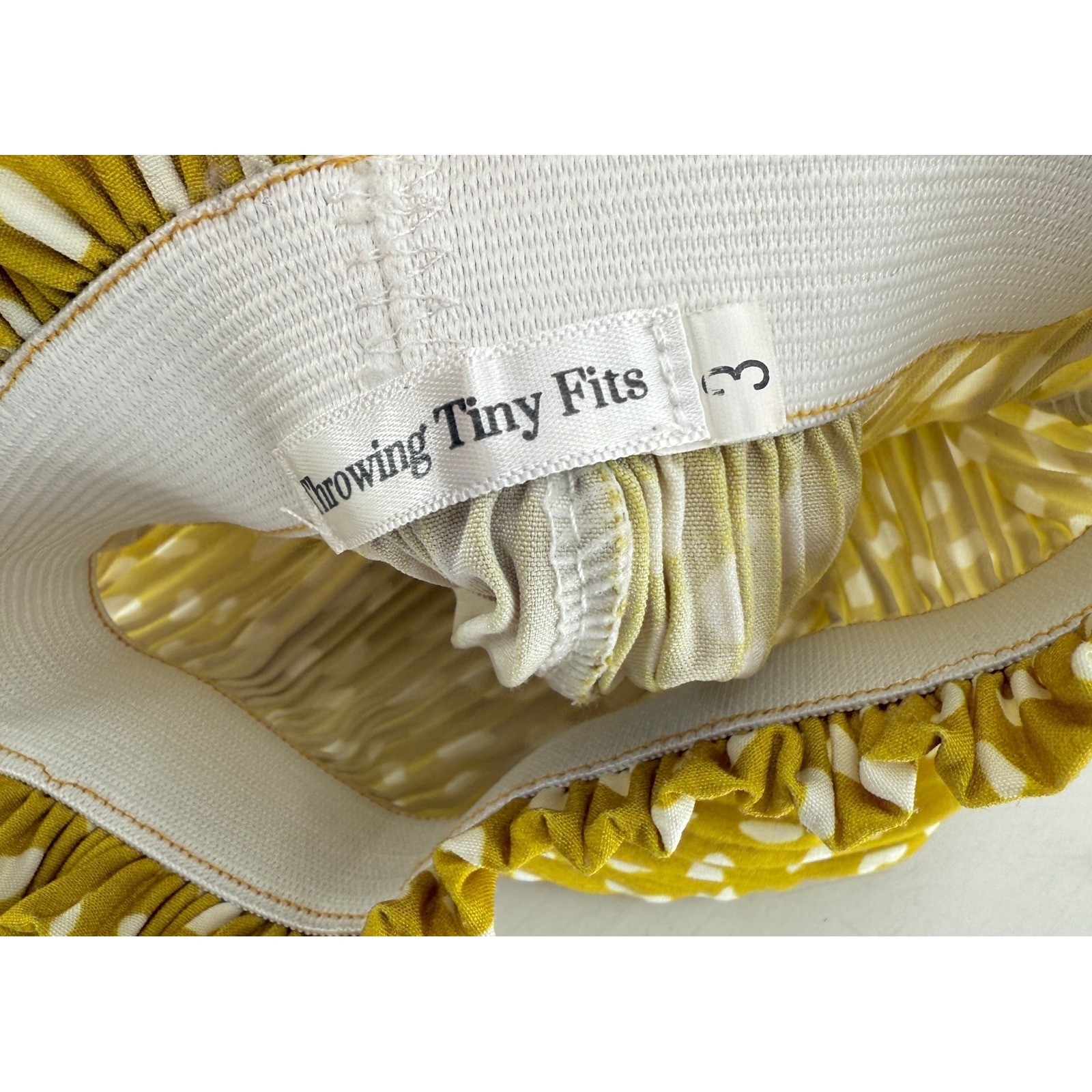 Throwing Tiny Fits Kids Size 3 Mustard White Polka Dot Pleated Shorts — image 3 of 5